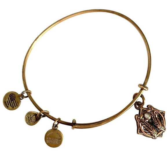 Alex and Ani Godspeed Charm Bracelet Gold Finish - Expands 2"- 3.5" - Picture 1 of 3